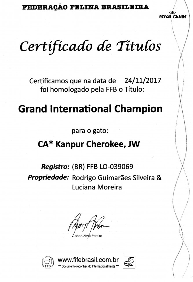 Cherokee grand international champion 24-11-2017